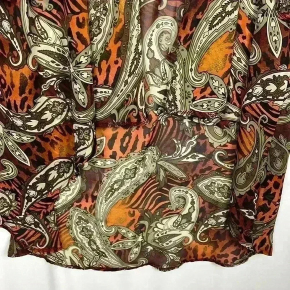 Expresso Womens Kimono/Duster Burnt Orange Black 3X Waterfall Sheer Paisley EUC - Picture 5 of 8
